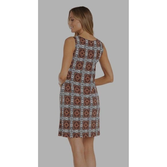 R & M Richards Women Geometric Puff-Print Necklace Dress Sz 16 New Excellent B7 - Picture 2 of 9